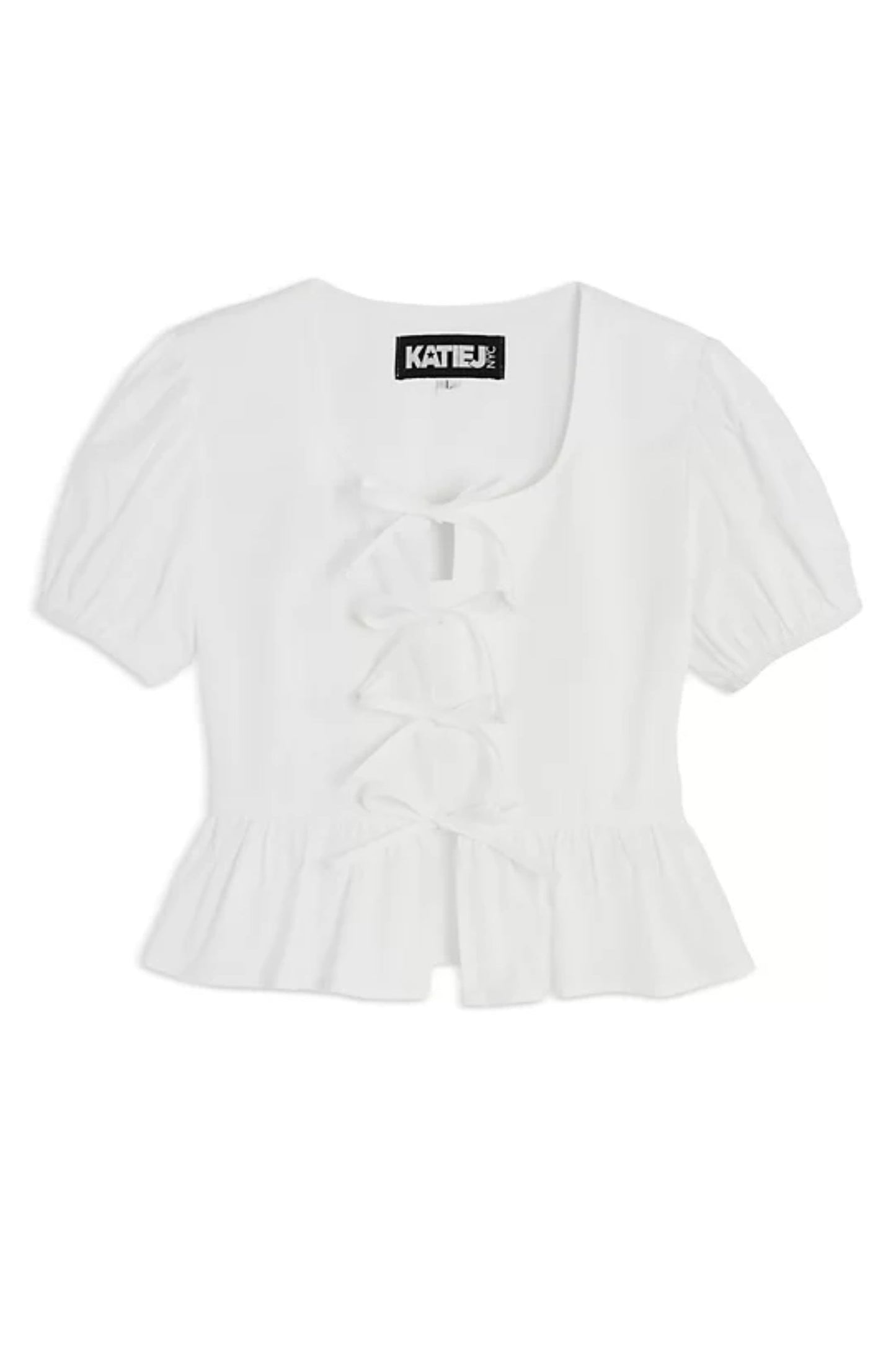 TWEEN WELLS PUFF SLEEVE PEPLUM TOP