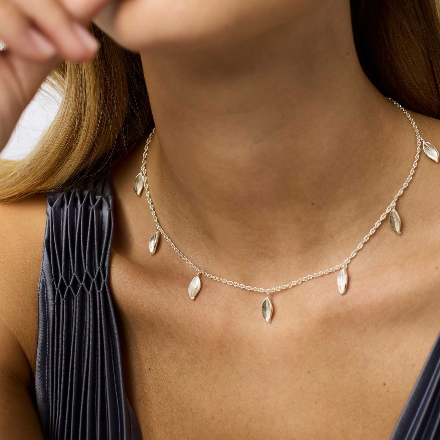 Willow Delicate Charm Necklace - Silver