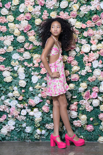 TWEEN ZARA CUTOUT PRINT DRESS - FINAL SALE