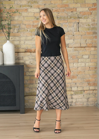 A-line Plaid Midi Skirt