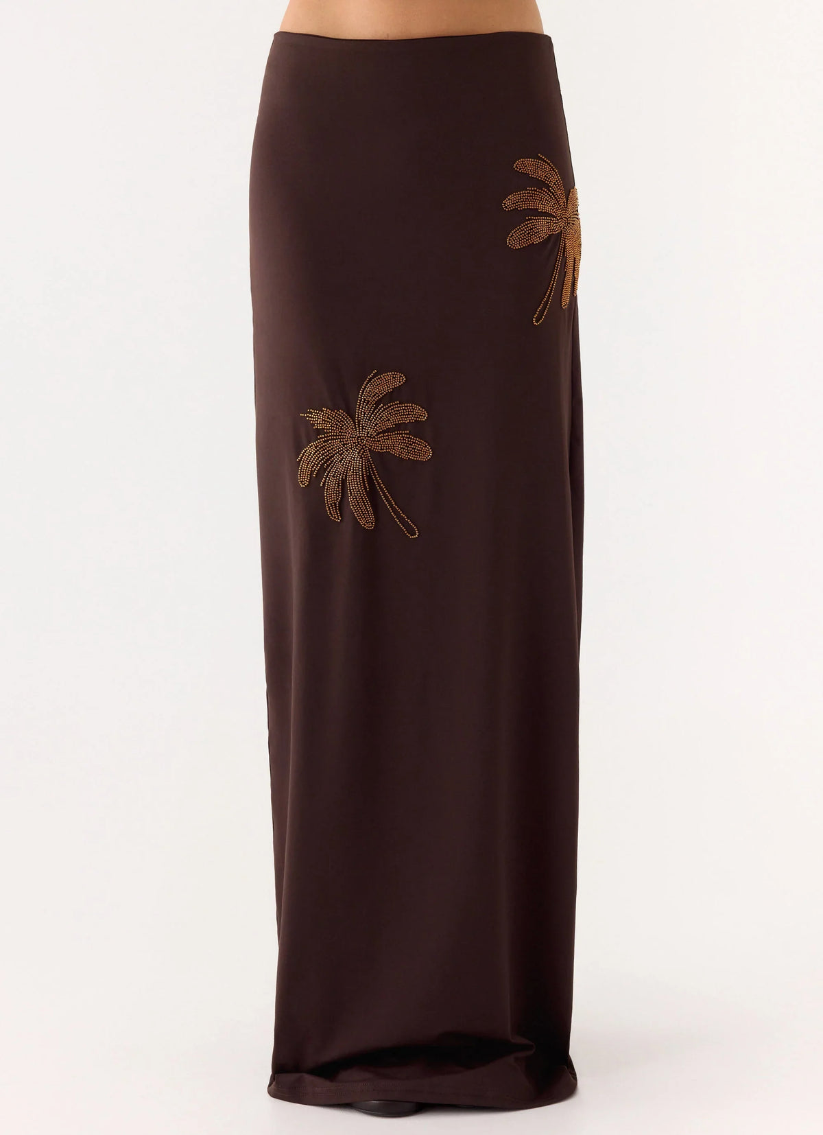 Brienne Beaded Maxi Skirt Chocolate