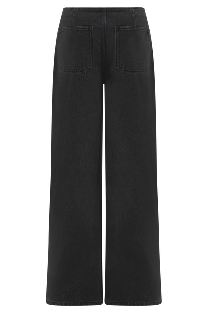 Caitlin Mid Rise Denim Jeans Washed Black