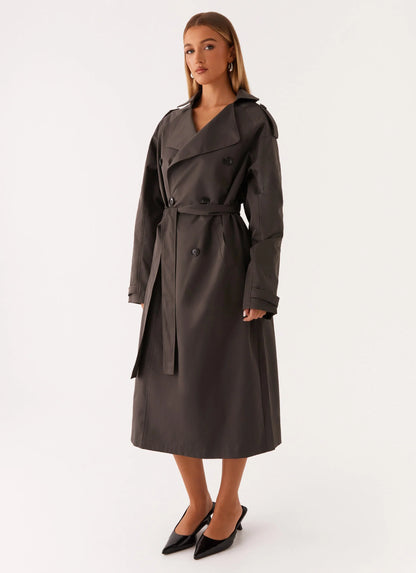 Brighton Oversized Trench Coat Grey