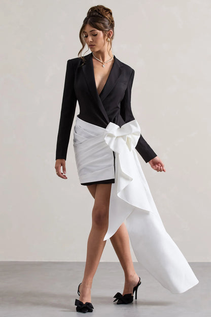 Capital Black Tailored Blazer Mini Dress With Side Drape