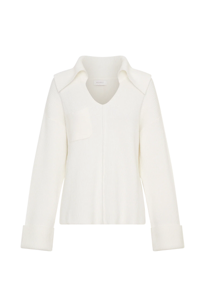Bianka V Neck Knit Jumper Off White