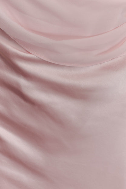 Carah Satin And Chiffon Maxi Dress Pale Pink