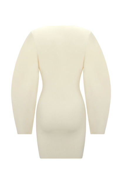 Billy Balloon Sleeve Knit Mini Dress Ivory