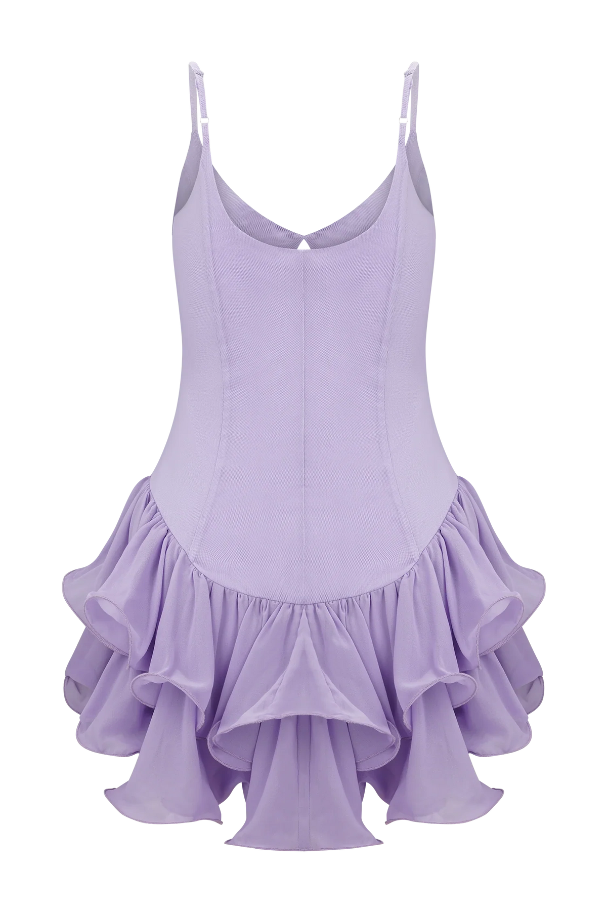 Calantha Ruffle Mesh Mini Dress Lilac