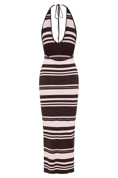Brienne Stripe Midi Dress Pink Chocolate