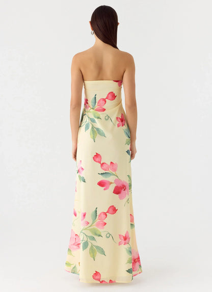 Bronte Strapless Maxi Dress Lemon Soleil