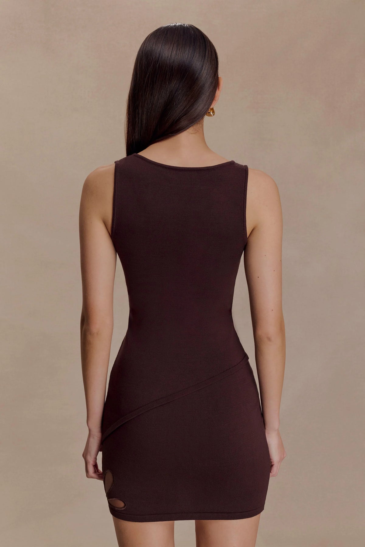Brock Asymmetrical Neckline Knit Top Dark Chocolate