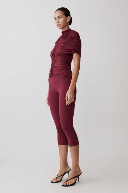 Blanca Stretch Crepe Capri Pants Mahogany