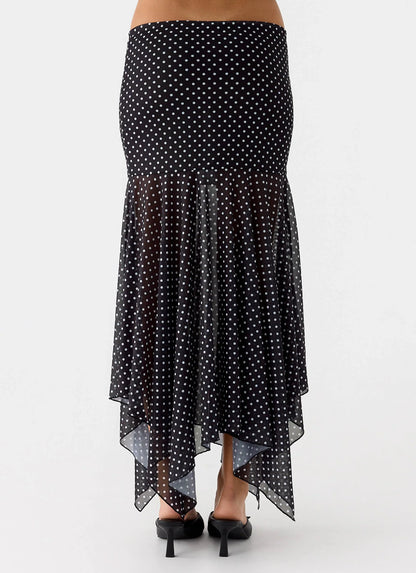 Buffy Maxi Skirt Black Polkadot