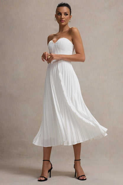 Bordeaux Cream Satin Corset Style Midi Dress