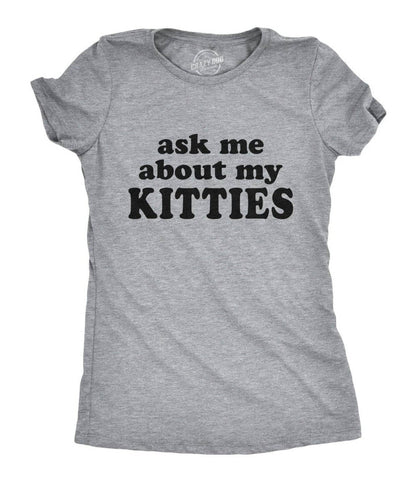 Ask Me About My Kitties Flip Fitted Graphic Tee