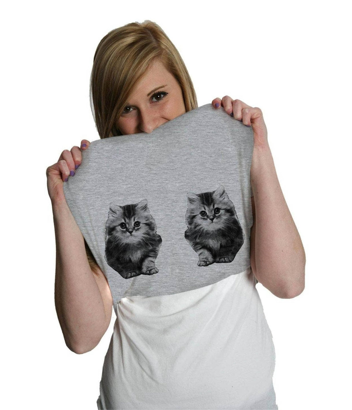 Ask Me About My Kitties Flip Fitted Graphic Tee