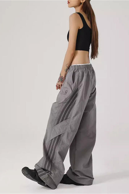 Color Block Stripe Quick Dry Loose Casual Pants