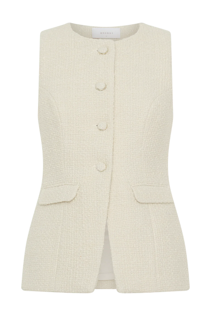 Camilla Boucle Sleeveless Vest Ivory