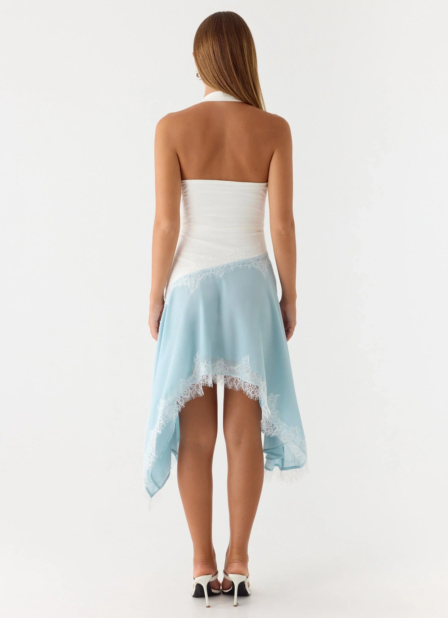 Brionee Midi Dress Pale Blue White