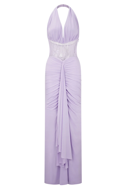 Bonnie Slinky And Lace Maxi Dress Lilac