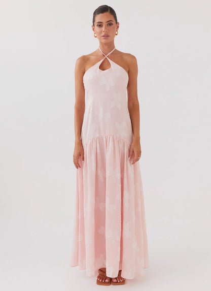 Blushed Cross Neckline Maxi Dress Pink Petal