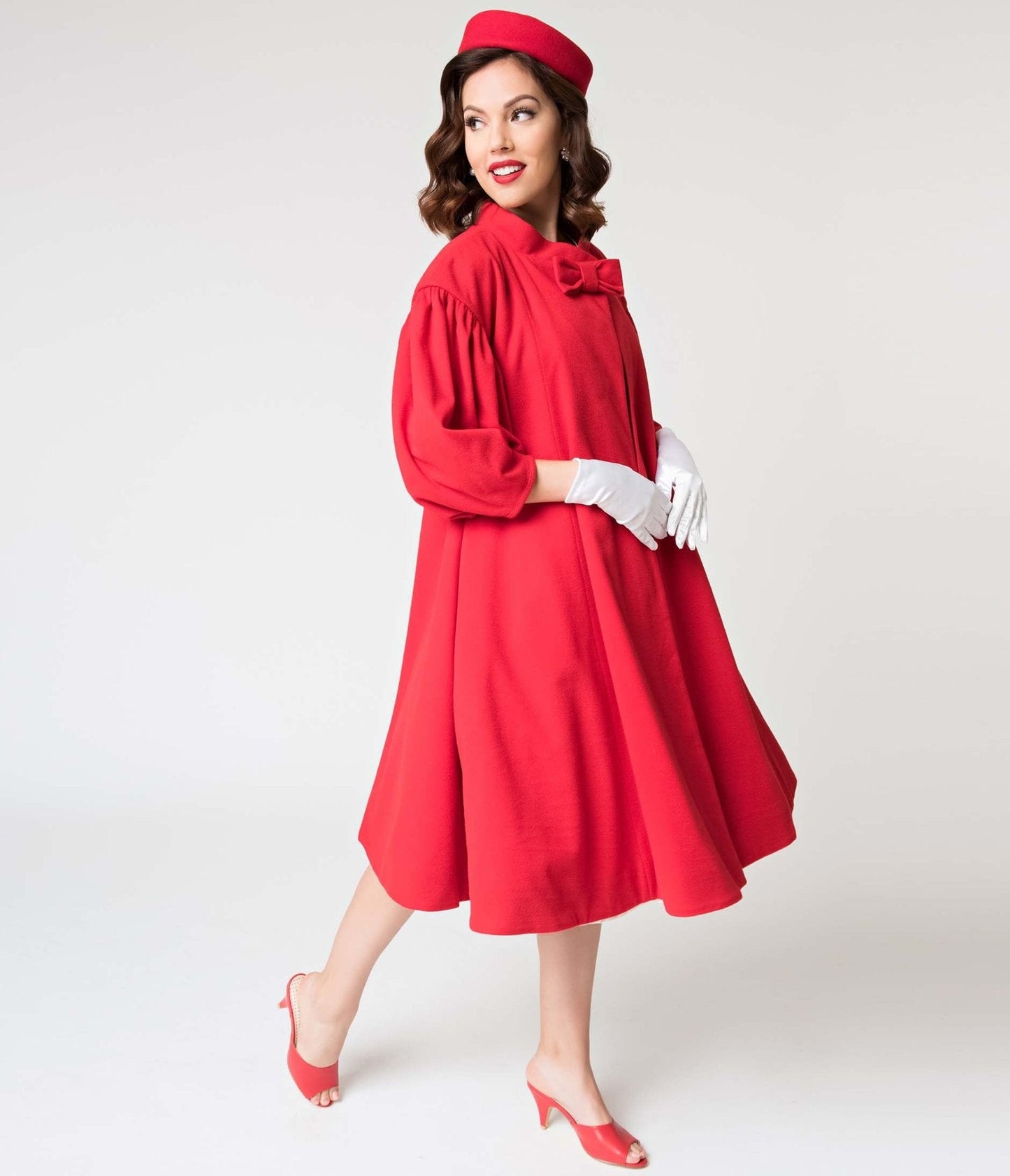 Barbie™ x Unique Vintage 1960s Style Red Flare Swing Coat