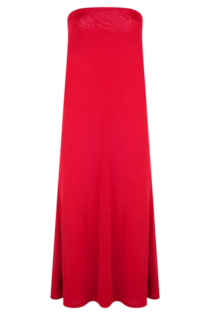 Bruna Slinky Fishtail Maxi Skirt Red