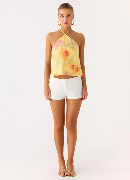 Bliss Beaded Halter Top Floral Beaded