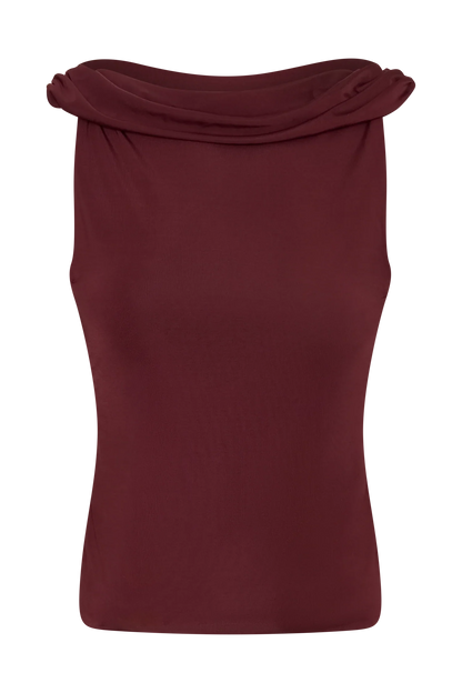 Bridget Slinky Cowl Back Top Burgundy