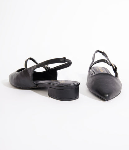 Black Leatherette Slingback Mary Jane Flats