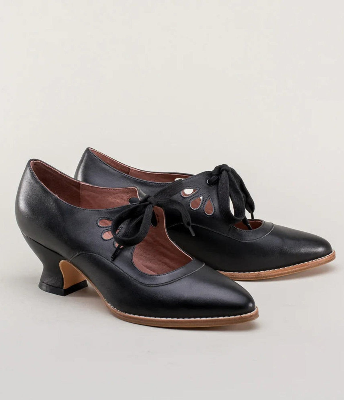 Black Self Tie Mary Jane Heels