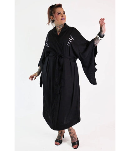 Bonsai Kitten Plus Size Black Bat Kimono