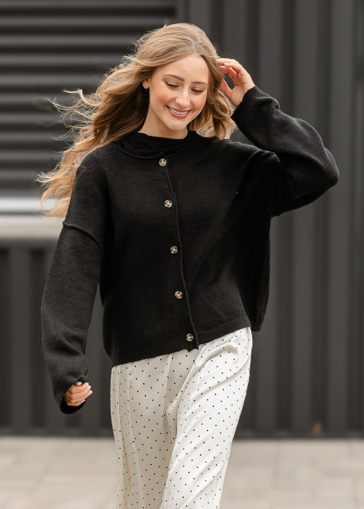 Button Down Raw Seam Cardigan - FINAL SALE