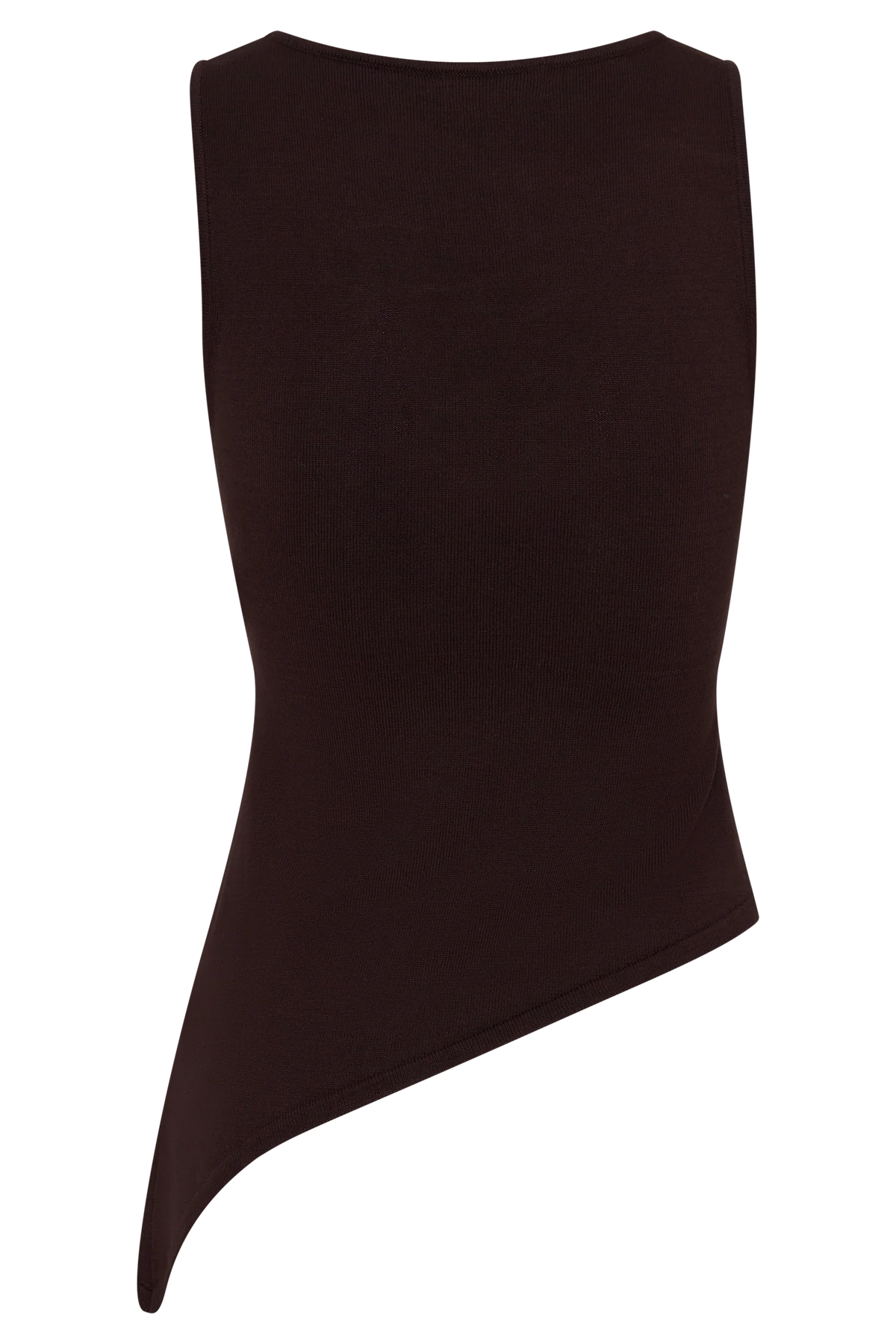 Brock Asymmetrical Neckline Knit Top Dark Chocolate