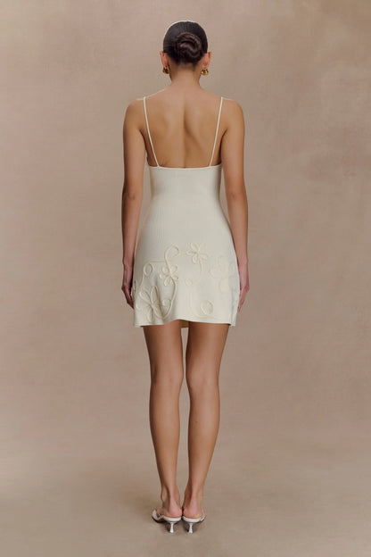 Brullo Embroidery Knit Mini Dress Ivory