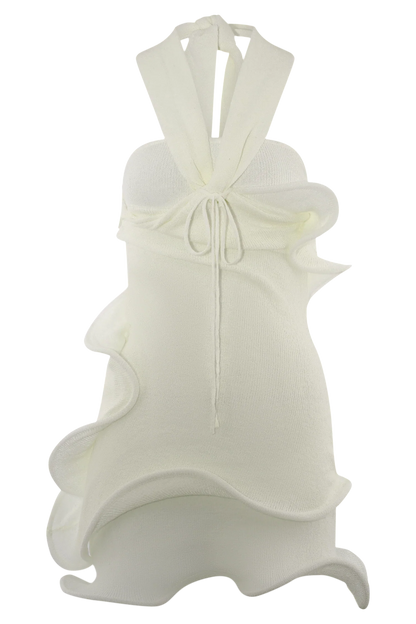 Caprice Halter Knit Mini Dress White