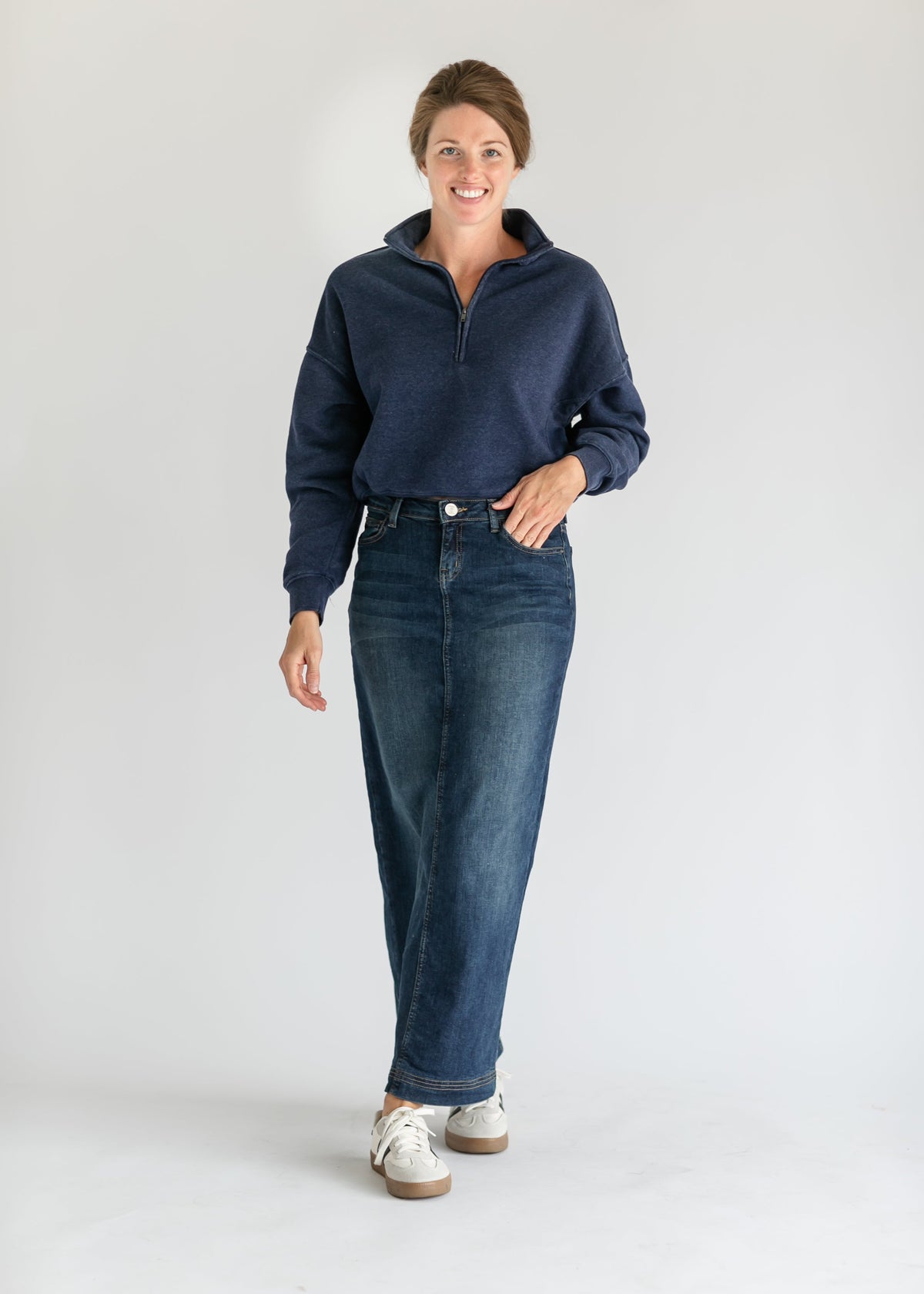 Cameryn Quarter Zip Drop Sleeve Sweatshirt - FINAL SALE