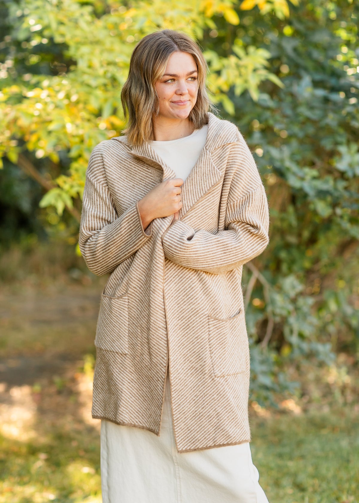 Carmen Striped Knit Lapel Cardigan Coat - FINAL SALE
