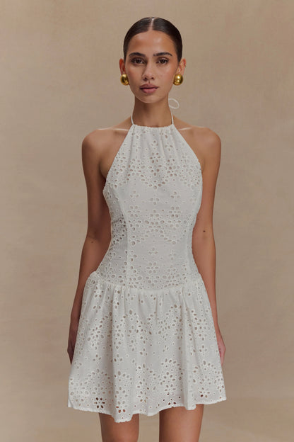 Carlina Broderie Mini Dress White
