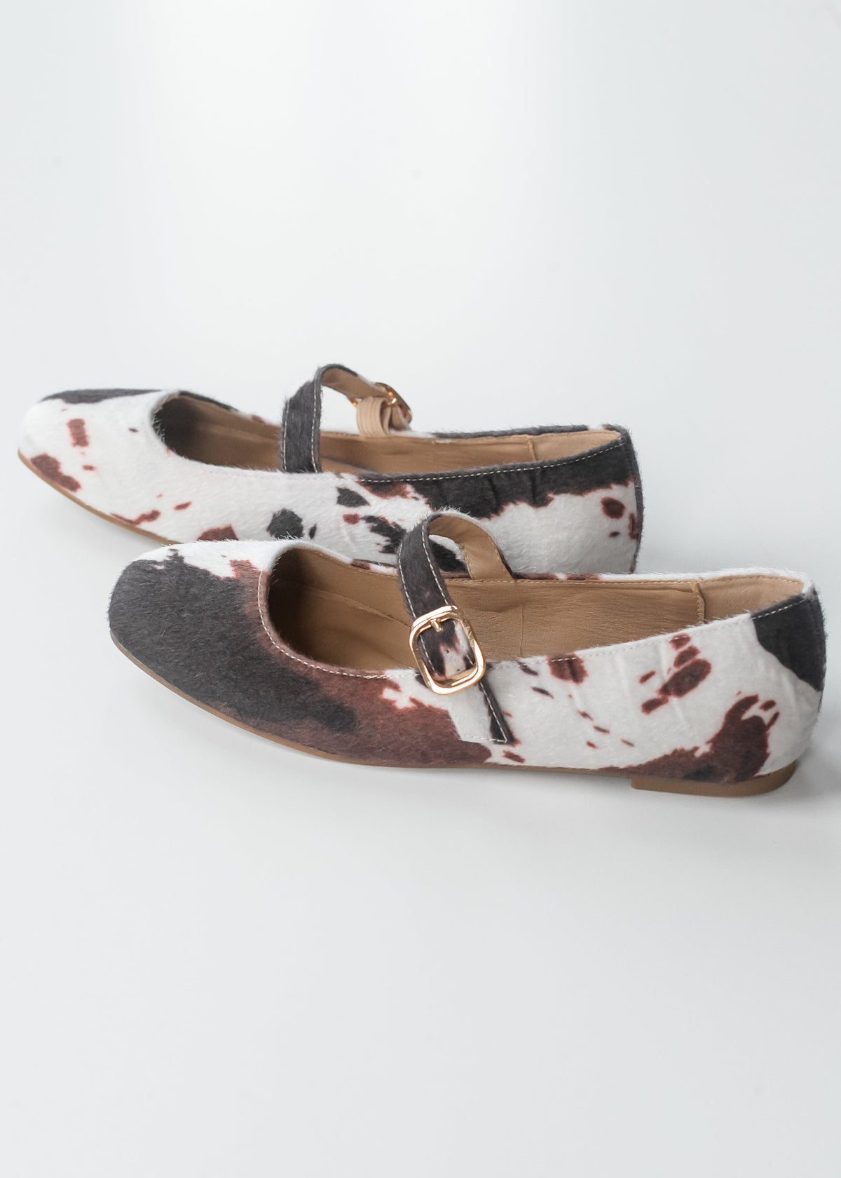 Cow Print Mary Jane Flats
