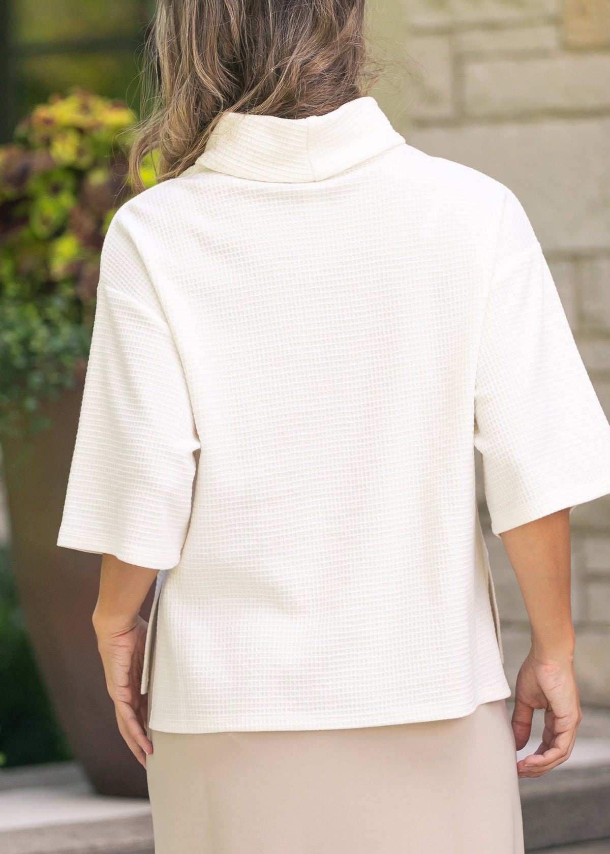 Cowl Neck Waffle Top - FINAL SALE