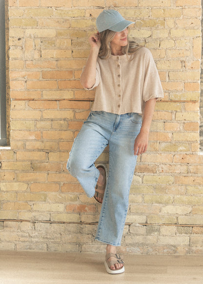 Cropped High Rise Barrel Jeans