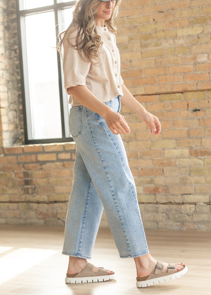 Cropped High Rise Barrel Jeans