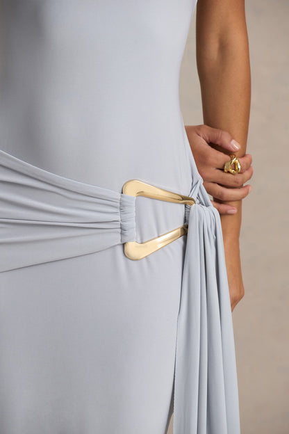 Bonnie Blue Asymmetric Neck Maxi Dress With Open Back