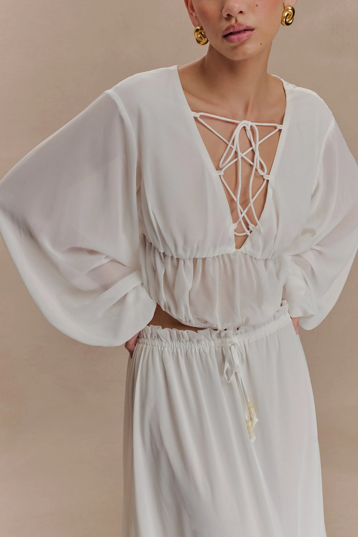 Carlie Chiffon Maxi Skirt Ivory