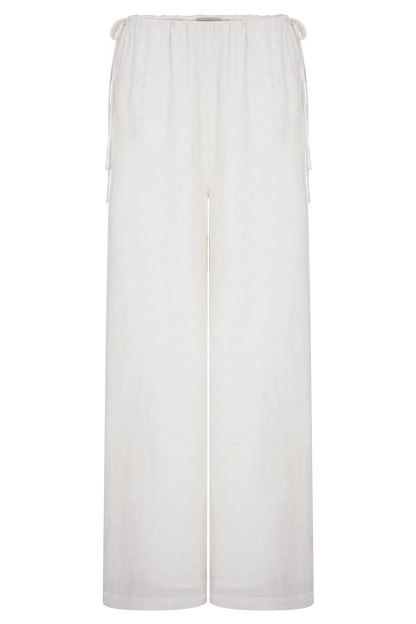Callum Drawstring Straight Leg Pants White