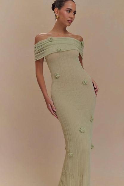Brynn Orchid Knit Maxi Dress Pastel Green
