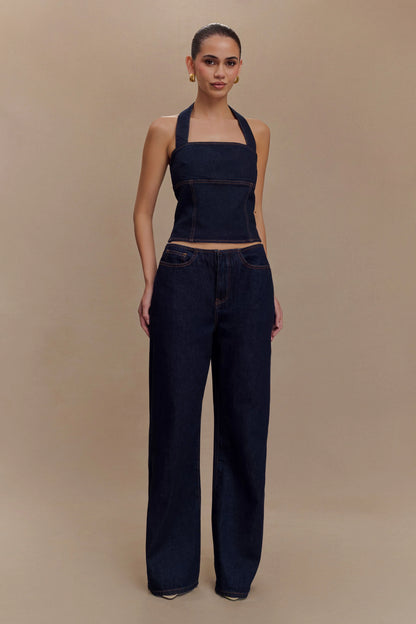 Caitlin Mid Rise Denim Jeans Indigo Blue