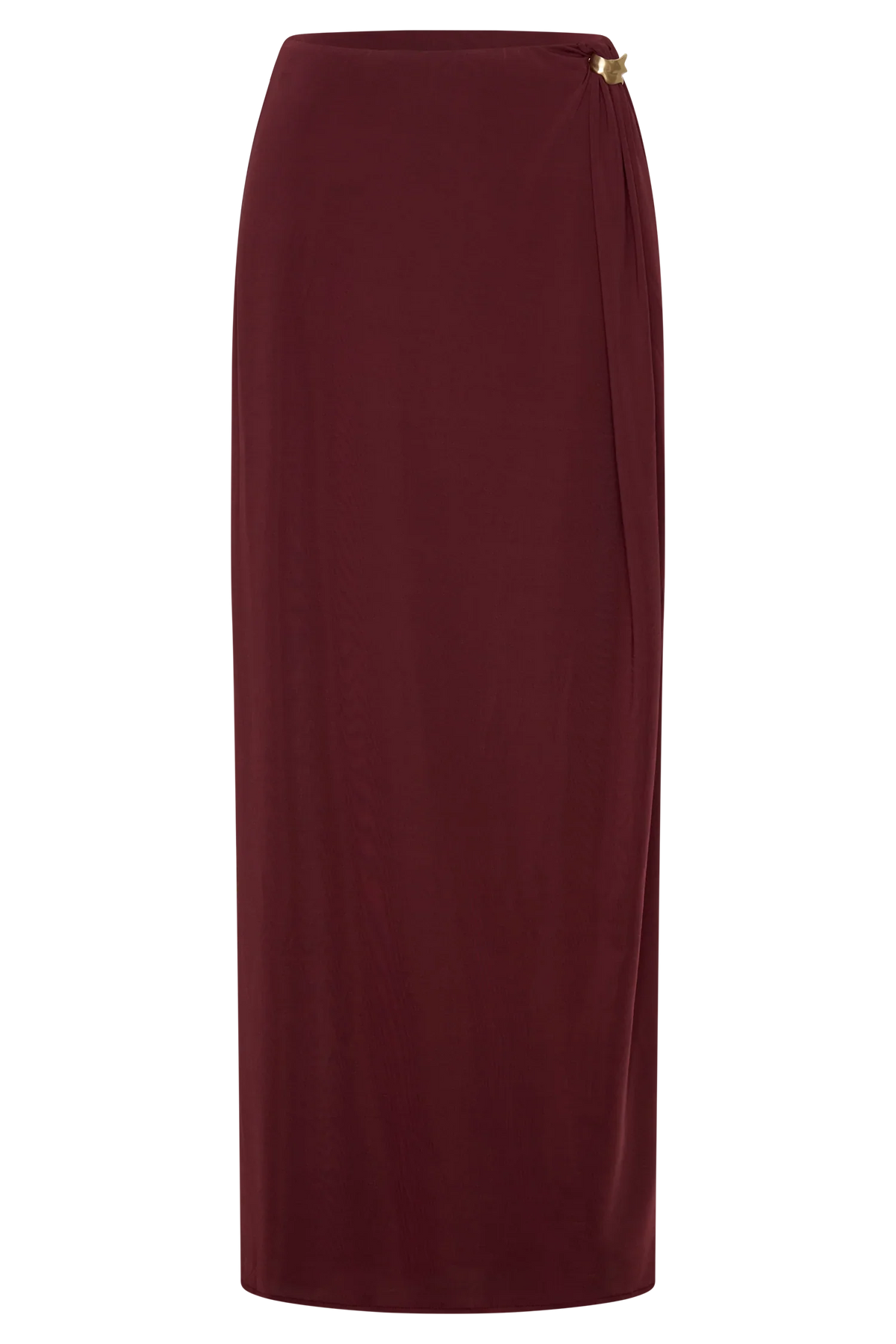Bridget Slinky Maxi Skirt With Hardware Burgundy