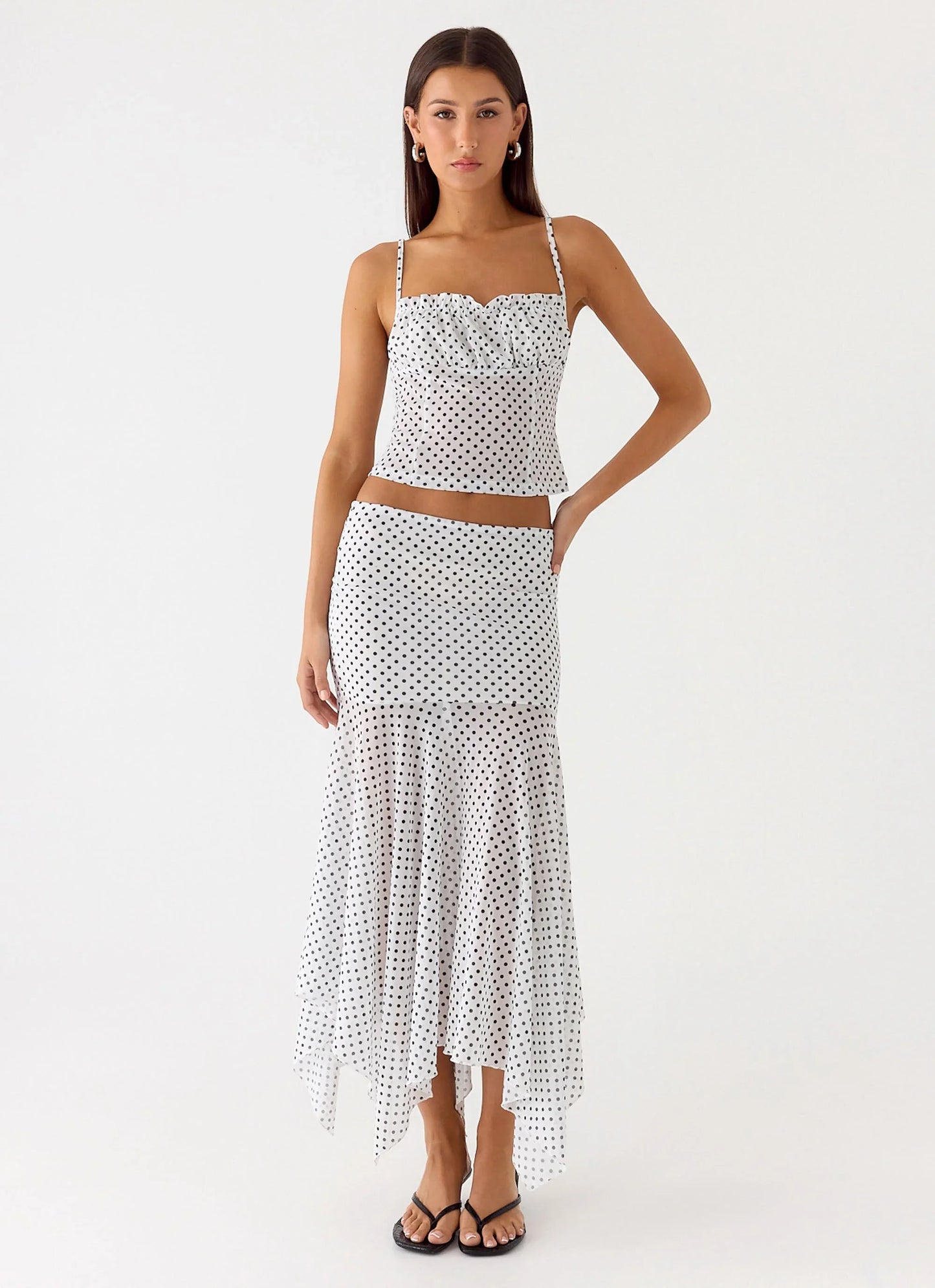 Buffy Maxi Skirt White Polkadot